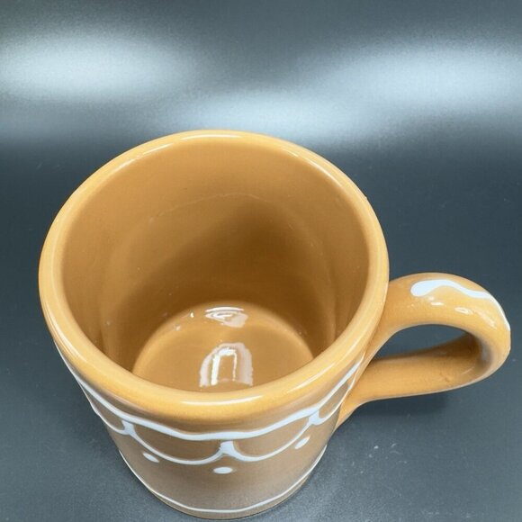 Pier 1 Coffee Mug Cup Brown Gingerbread White Swirl Mug Hand Painted Italy - Picture 6 of 11